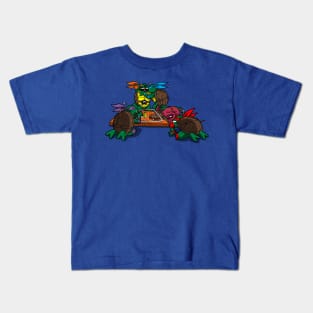 Funny Zombie Ninjas Eating Master 80's Cartoon Gift For Zombie Lovers Kids T-Shirt